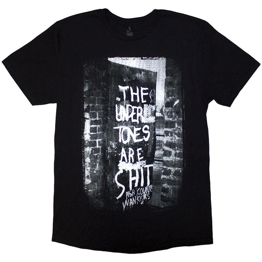 Black t-shirt with graffiti-style design, size small.