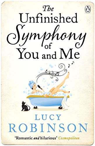 Book cover: woman in bathtub with musical notes, black cat, title & author.