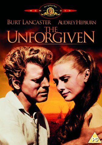 The Unforgiven" DVD cover featuring Burt Lancaster and Audrey Hepburn.
