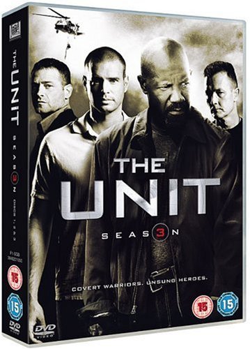 DVD cover for "The Unit" Season 3, featuring four serious-looking men.