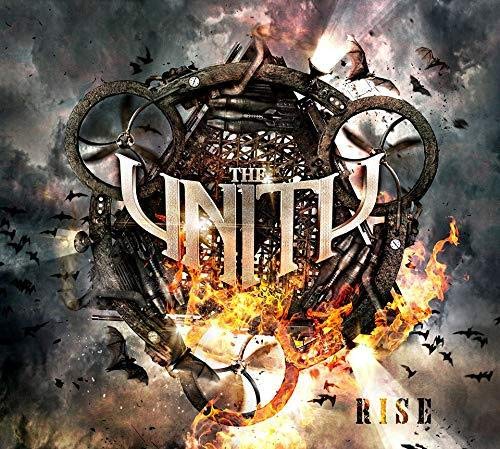 Album cover for “The Unity - Rise” featuring mechanical and fiery imagery.
