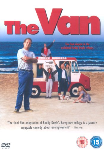 DVD cover for "The Van" featuring a man, a food truck, and a beach.