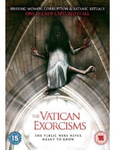 A woman with long dark hair clings to a stone archway on this DVD cover.