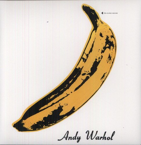 The image shows a banana illustration on a white background, with "Andy Warhol" written below.
