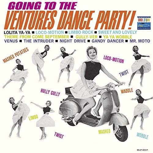 1960s album cover featuring dancers and a woman on a scooter.