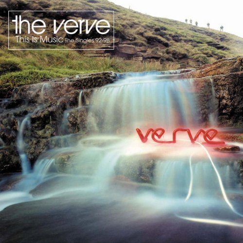 Album cover showing a waterfall with a glowing red Verve sign in the water.