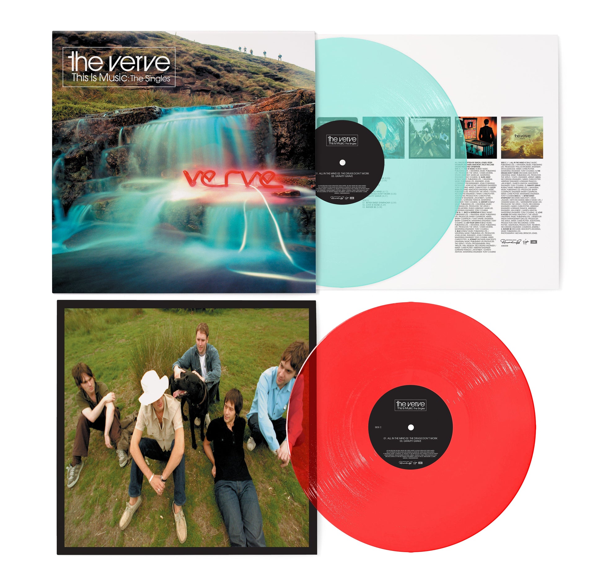 The Verve This Is Music vinyl album with album art, tracklist, and colored discs.