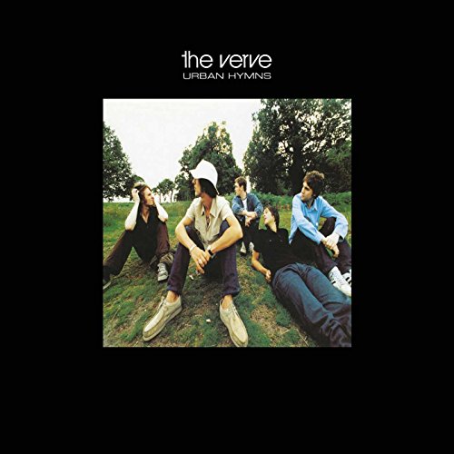 The Verve Urban Hymns album cover featuring the band sitting on a grassy hill.