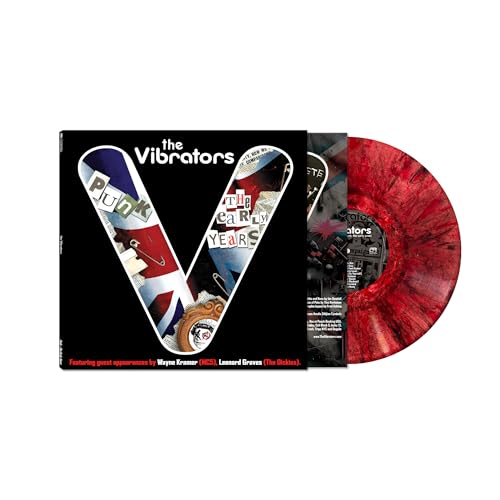 The Vibrators Punk The Early Years vinyl record cover and red marbled vinyl disc.