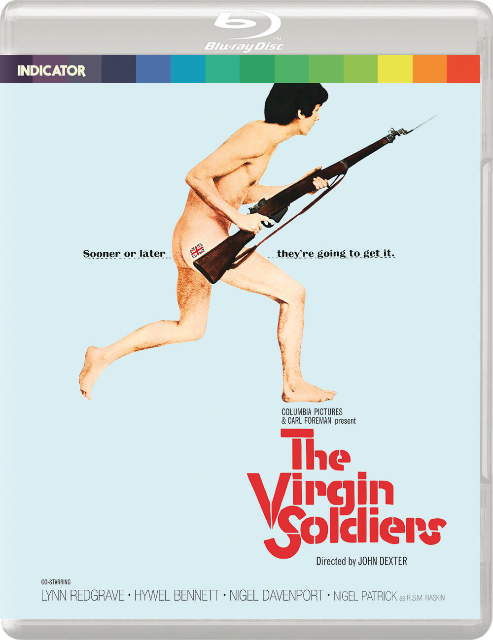 Blu-ray cover for "The Virgin Soldiers" featuring a running soldier.