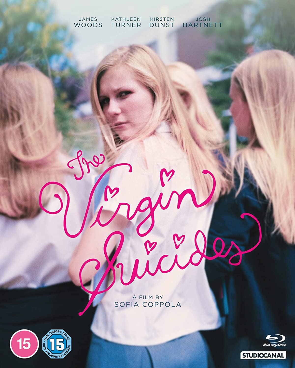"The Virgin Suicides" Blu-ray cover featuring a blonde girl surrounded by three others.
