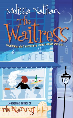Book cover for "The Waitress" depicting a woman in a cafe window scene.