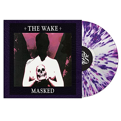 Album cover featuring a figure holding a skull next to a purple-splattered vinyl record.