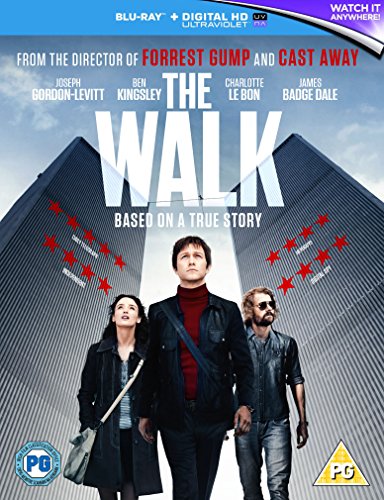 The Walk" Blu-ray cover with Joseph Gordon-Levitt and the Twin Towers.