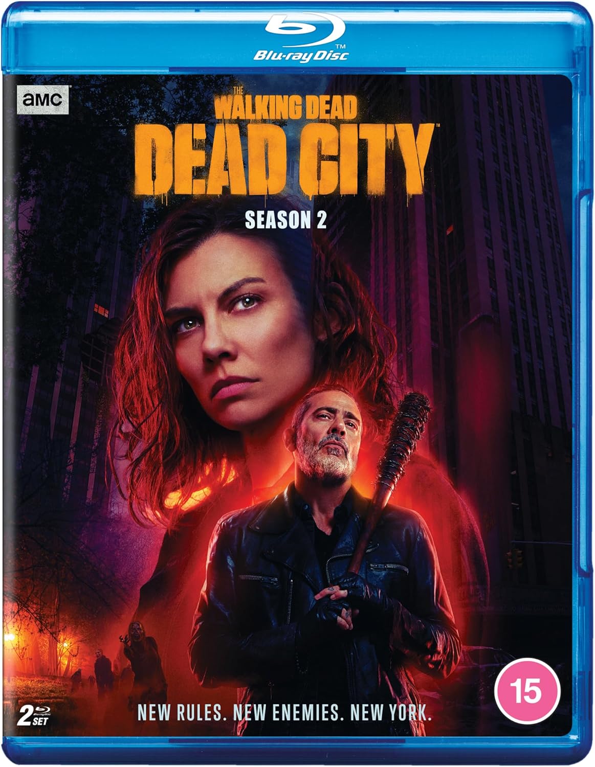 The Walking Dead: Dead City" Season 2 Blu-ray cover with characters and zombies.