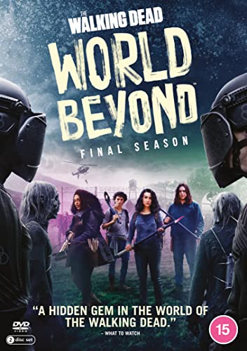 The Walking Dead: World Beyond" Season 2 DVD cover with characters and helicopter.