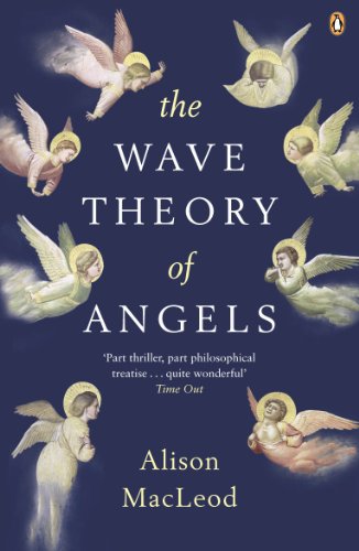 Book cover: “The Wave Theory of Angels” with painted angel illustrations.