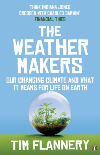 Book cover: “The Weather Makers” with plants in a glass globe.
