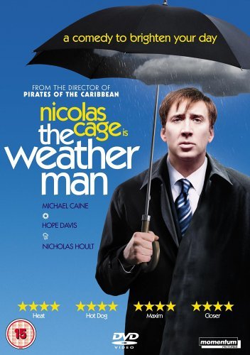 DVD cover for "The Weather Man" featuring Nicolas Cage holding an umbrella.