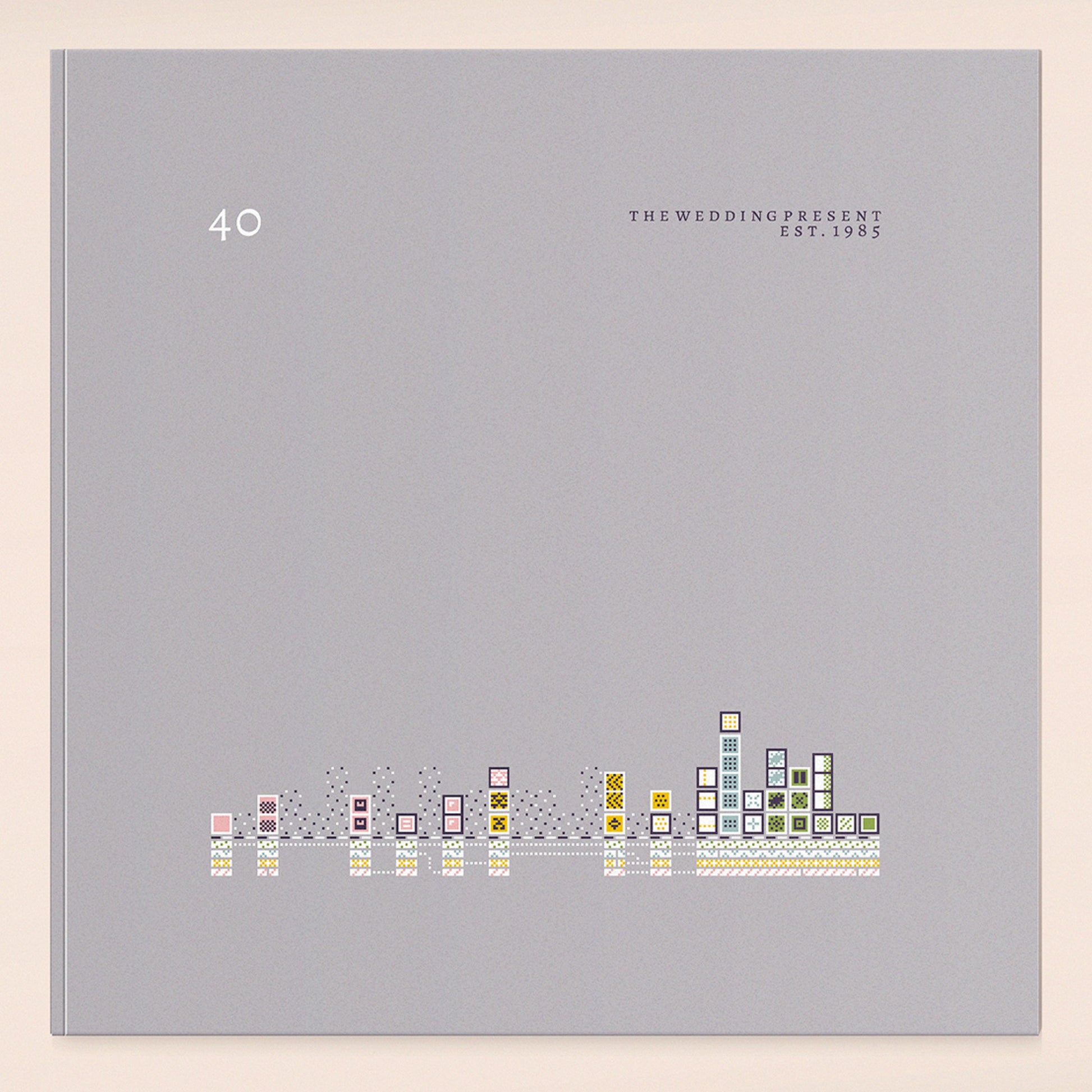 Gray album cover for The Wedding Present’s “40” with pixelated cityscape.