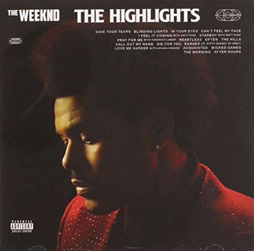 CD cover for The Weeknd’s “The Highlights” featuring a portrait of the artist.