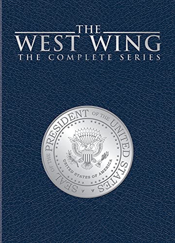 The West Wing" DVD box set with the Presidential Seal on a blue background.