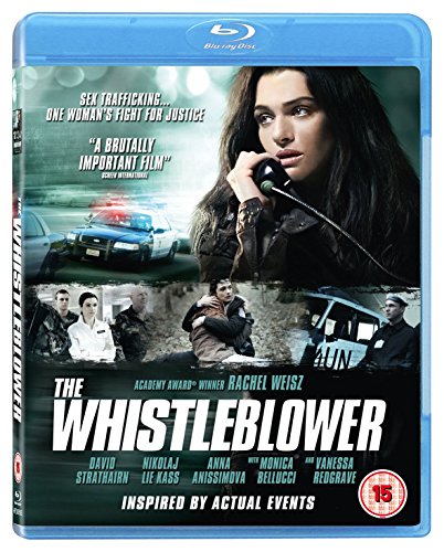 Blu-ray cover for The Whistleblower featuring Rachel Weisz and scenes from the film.