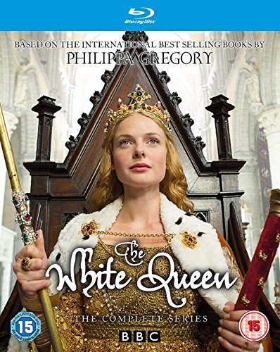 Blu-ray cover for "The White Queen" featuring a woman in royal attire.