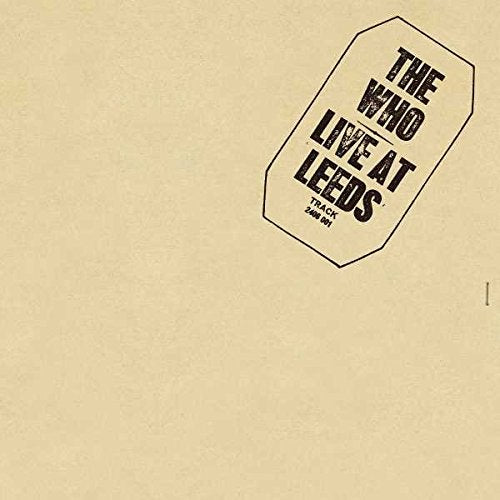 Beige vinyl record cover with "The Who Live At Leeds" in black text.