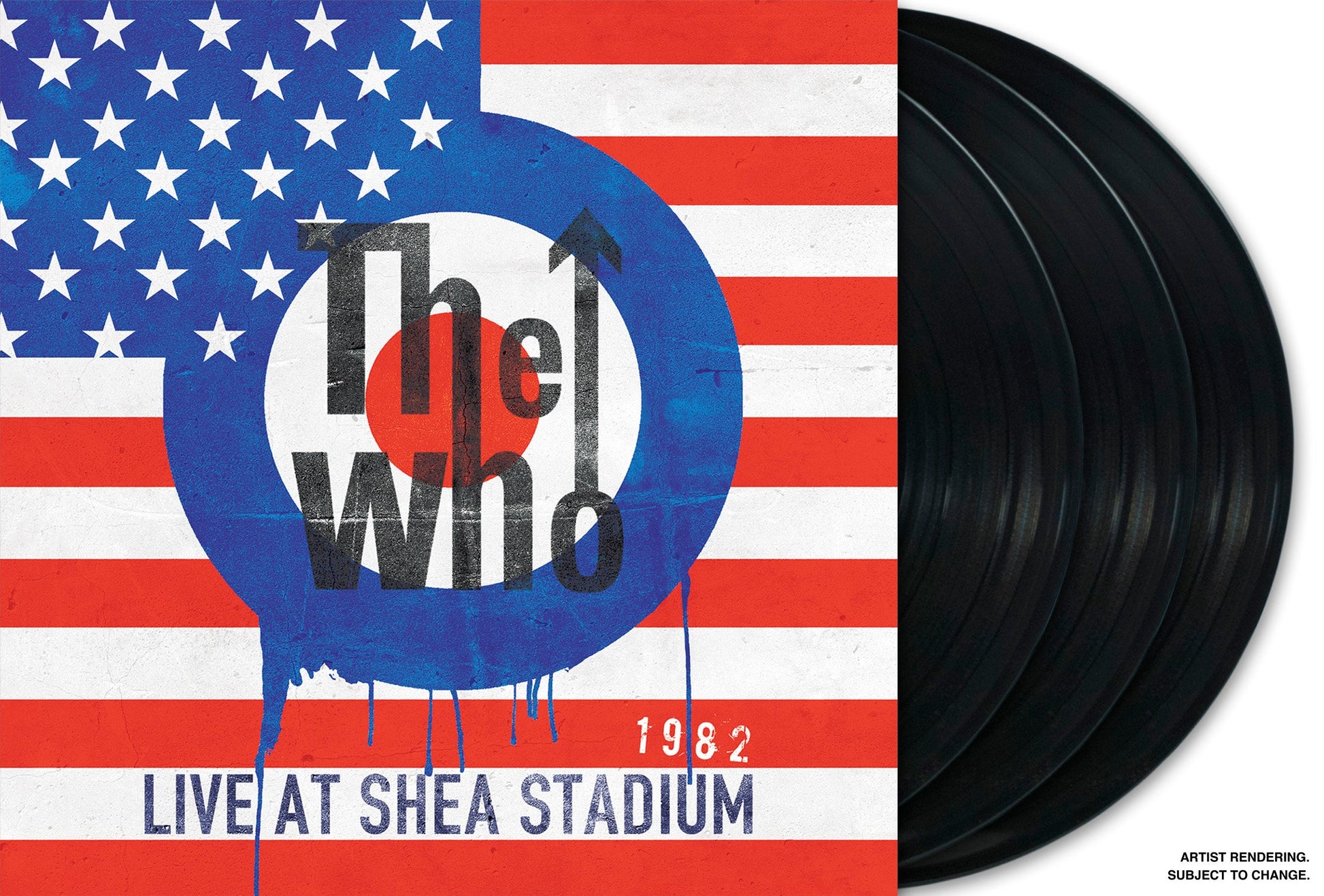 The Who album cover with American flag design and vinyl record side.