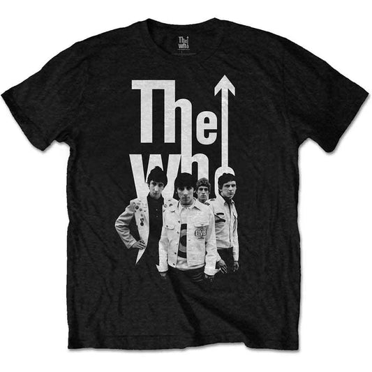 Black t-shirt with The Who logo and band member image.