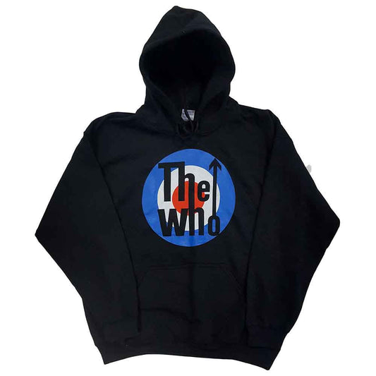 Navy blue pullover hoodie with “The Who” logo, size XX-Large.