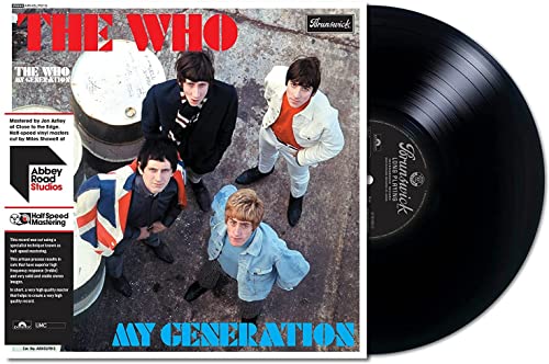 The Who’s “My Generation” vinyl record with album cover and black disc.