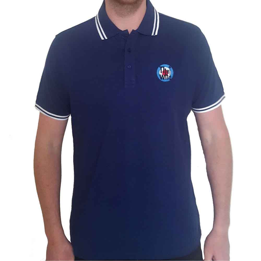 Navy blue polo shirt with white collar trim and Target logo.