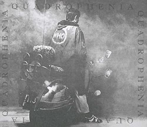 Black and white album cover featuring a person on a scooter.