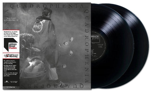 The Who’s “Quadrophenia” vinyl record with a black and white cover.