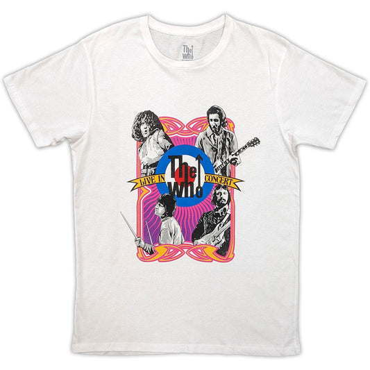 Black t-shirt featuring The Who's concert logo with a target design.