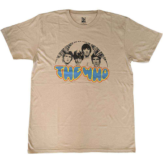 Black t-shirt featuring The Who band logo and “On and On” text, size large.
