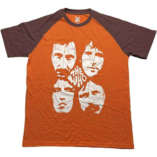 Raglan t-shirt with The Who's "Faces" album cover graphic, unisex, size X-Large.