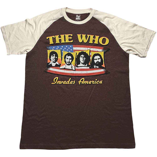 Raglan t-shirt with "The Who Invades America" tour design, size XX-Large.