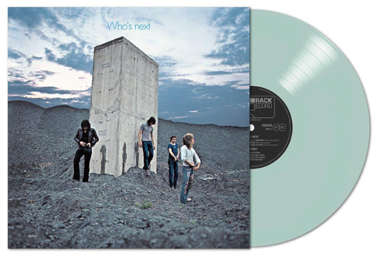 "Album cover with four men and a mint green vinyl record."