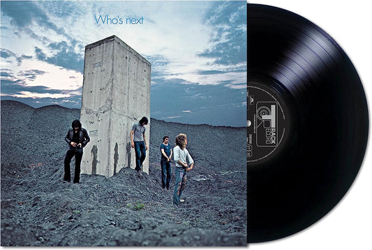 The Who's Next album cover showing four men near a concrete monolith with vinyl record.