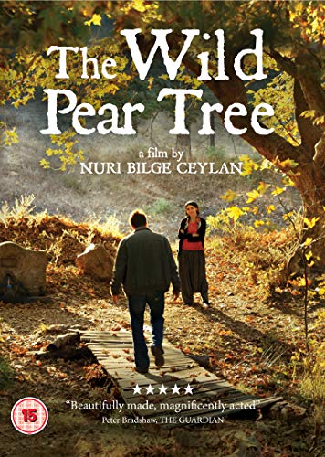 DVD cover for "The Wild Pear Tree" with man and woman walking on forest path.