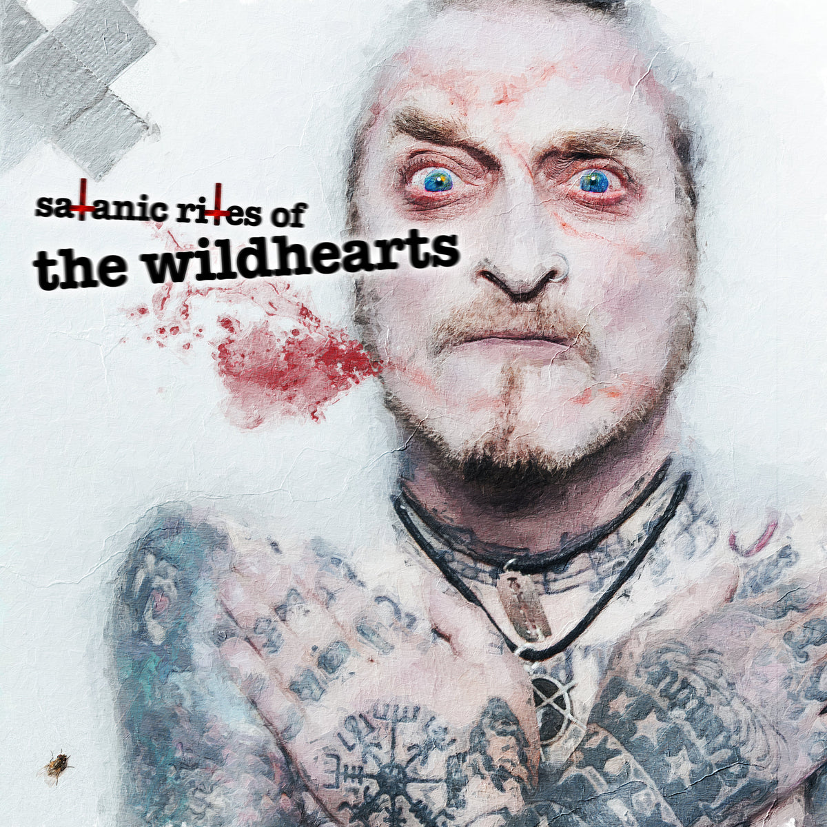 CD cover: painted portrait of a man with tattoos and intense gaze.