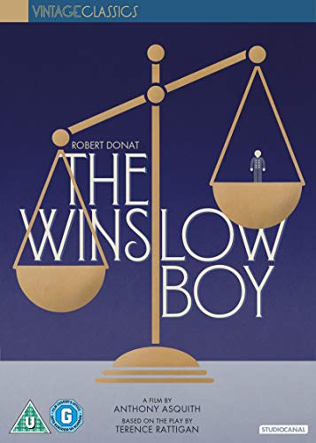 DVD cover for “The Winslow Boy” featuring scales and a silhouetted figure.