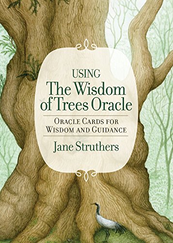 Book cover featuring a tree trunk, peacock, and title “The Wisdom of Trees Oracle.”