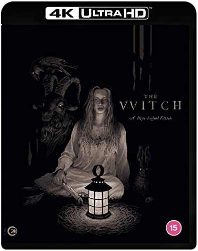 The Witch 4K Ultra HD cover art featuring a woman, a goat, and lantern.