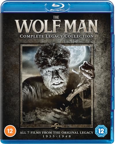 Blu-ray cover for "The Wolf Man: Legacy Collection" featuring a werewolf.