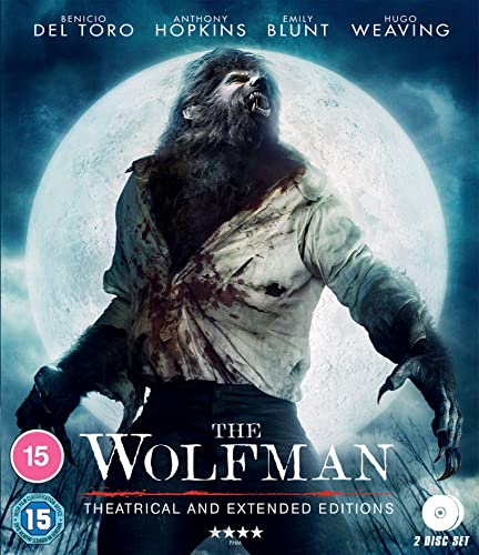 Blu-ray cover for "The Wolfman" featuring a monstrous werewolf figure.