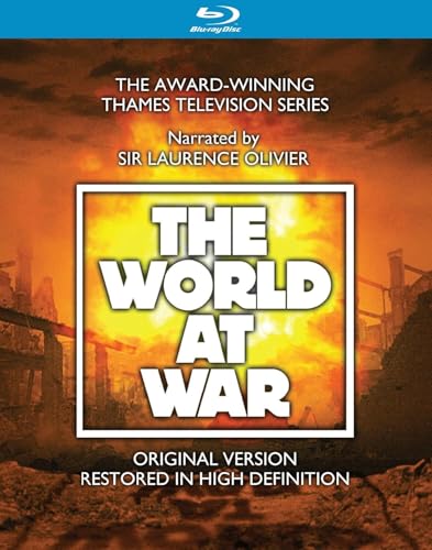 Blu-ray cover for The World at War featuring a fiery explosion and ruined buildings.